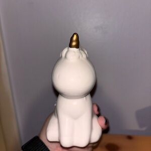 White Unicorn Figurine with Gold Horn